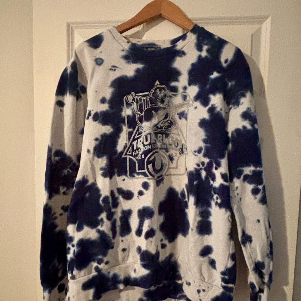 Vintage Y2K True Religion Tie-Dye Buddha Graphic Crewneck Sweatshirt | Men's L